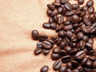 coffee crop beans on fabric textile texture