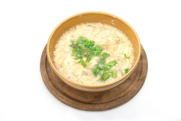 Egg Soup on white background