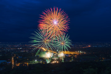 Colorful fireworks display at Chiangmai