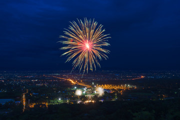 Colorful fireworks display at Chiangmai