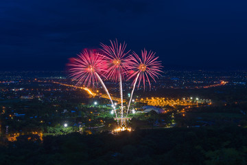 Colorful fireworks display at Chiangmai
