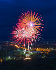 Colorful fireworks display at Chiangmai
