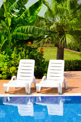 Sun chairs at the pool