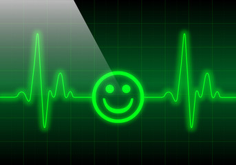 Smiley face on green heart rate monitor