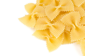 farfalle raw pasta isolated on white