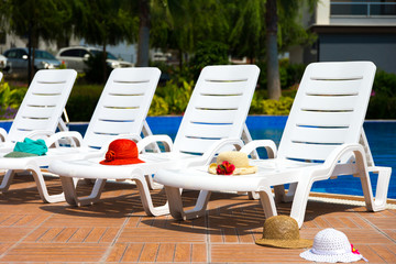 Sun chairs at the pool