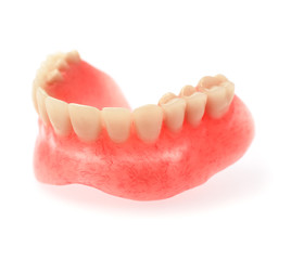 An upper denture placed on white background