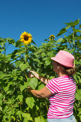 Woman in flower garden