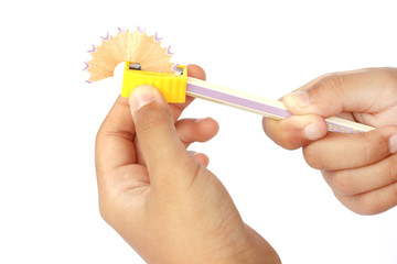Sharpened pencil and wood shavings