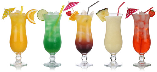Set von Cocktails wie Pina Colada und Tequila Sunrise