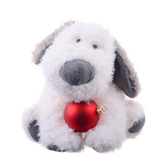 dog with a Christmas ball