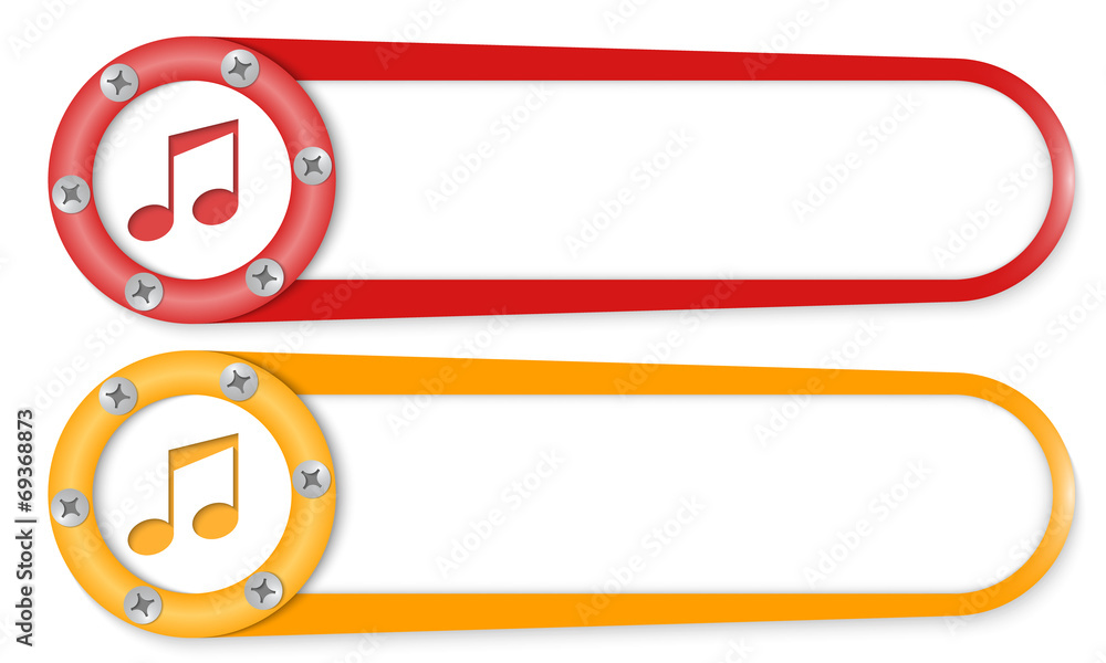 Poster set of two buttons with screws and music symbol