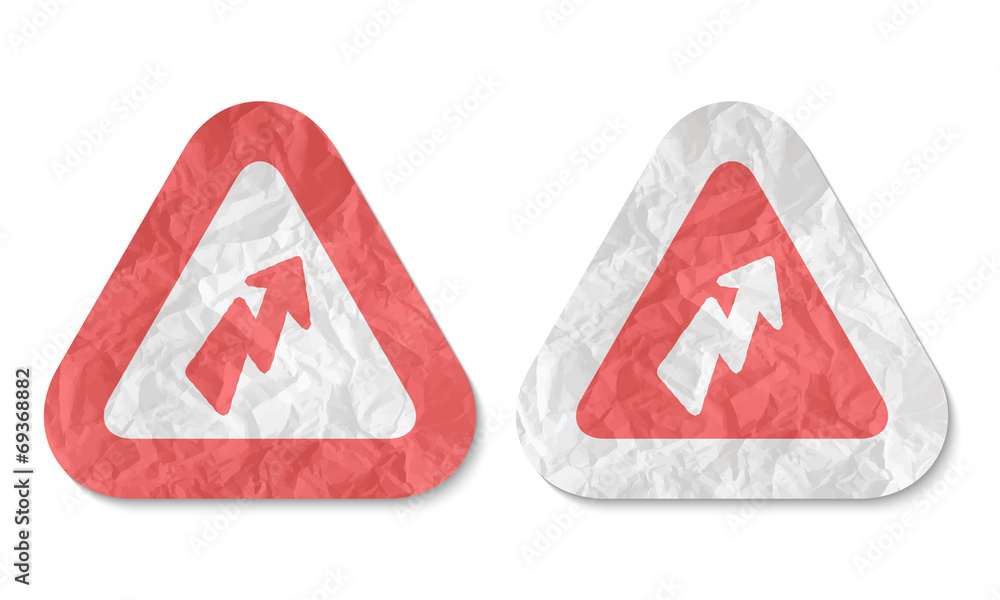 Aufkleber triangles with a texture of crumpled paper and flash