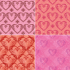 Set of valentine hearts seamless patterns