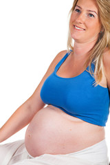 Pregnant woman with blue ball