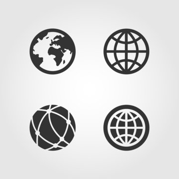 Earth globe icons set, flat design