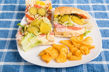 Open Italian Sub with Pickles