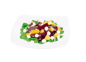 Beet salad with feta cheese and orange.