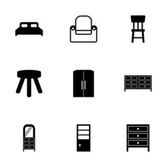 Vector black furniture icons set