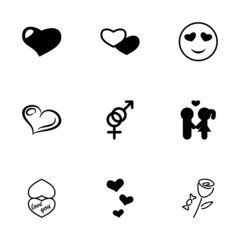 Vector black love icons set