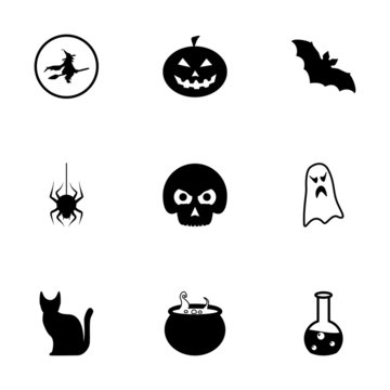Vector black halloween icons set