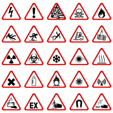 Warnzeichen Warnschilder - Set rot weiß
