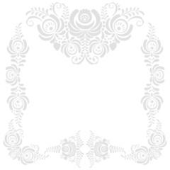 Frame of floral elements. Vector frame in gzhel style.