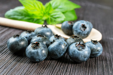 Blueberry on wooden board
