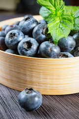 Blueberry on wooden board