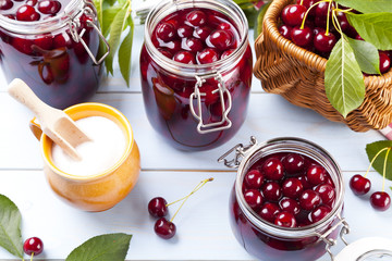 Homemade cherry compote