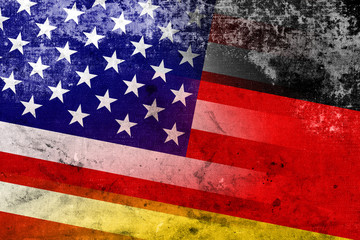 USA and Germany Flag with a vintage and old look