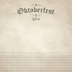 old vintage background with checkered pattern and patch Oktoberf