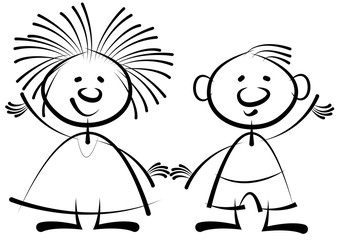 boy and girl isolated on white background