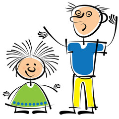 Dad and daughter isolated on a white background