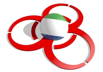 sierra leone flag textured sphere in the biohazard alert 3d sign