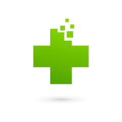 Medical logo icon design template with cross and plus