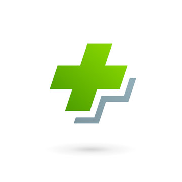 Medical logo icon design template with cross and plus