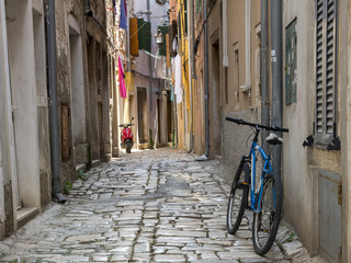Narrow street of Rovinj, Istria, Croatia