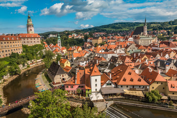 Naklejka na ściany i meble Cesky Krumlov Tower and old town in Czech Republic