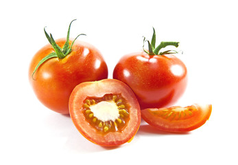 Tomato on white background