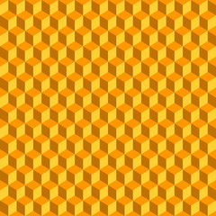 Orange 3D Cubes Abstract Seamless Background. Vector