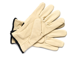 Leather Work Gloves on White