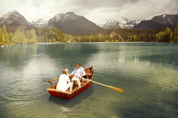 Senior couple on boat