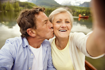 Fototapeta premium Senior couple on boat