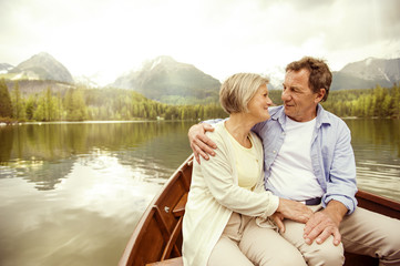 Fototapeta premium Senior couple on boat