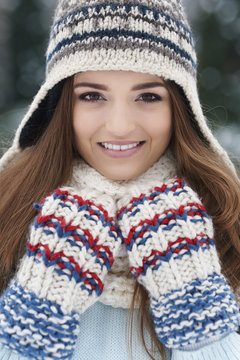 Gorgeous woman wearing winter clothes