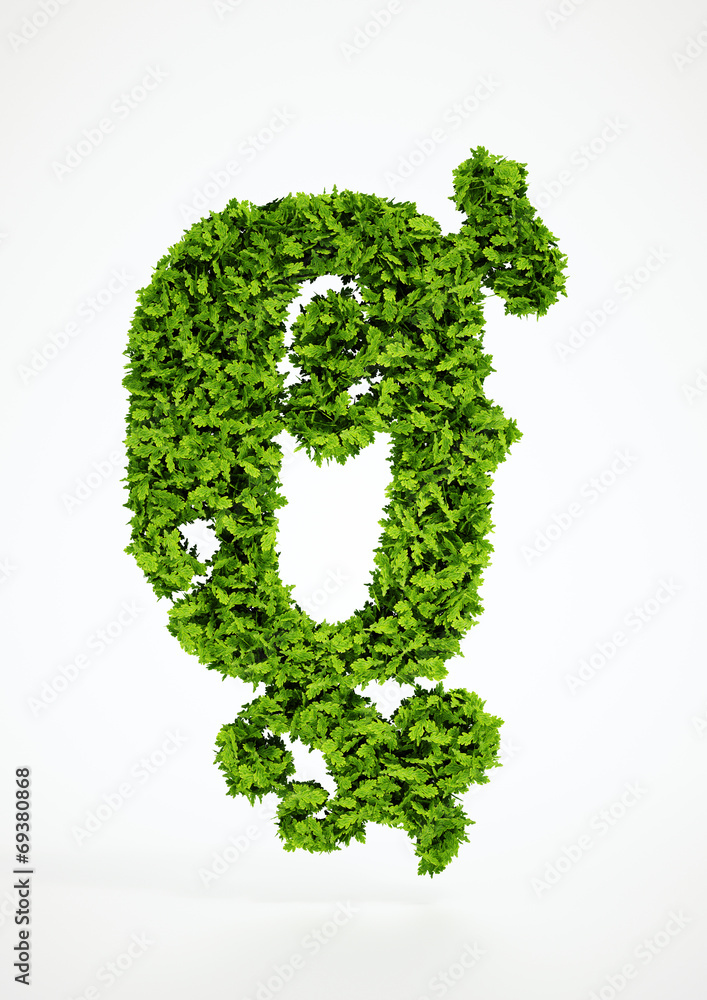 Poster ecology letter q symbol with white background