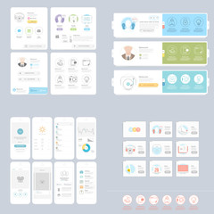Collection:set of colorful flat UI kit for templates