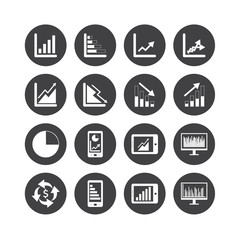 Black and White Business Graph icon set
