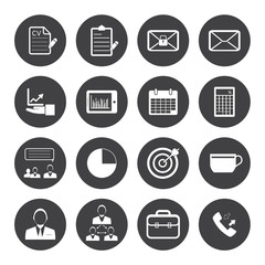 Black and White Business and office icons set.Vector eps 10